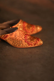 HEELED MULES SILK EMBROIDERED QUINA