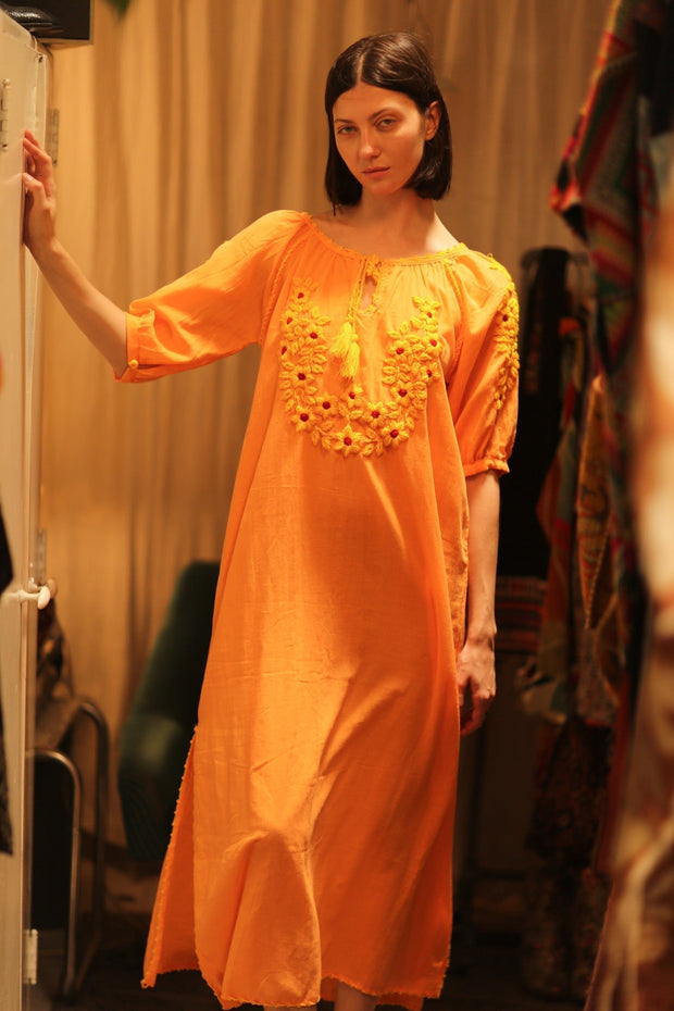 ADELE EMBROIDERED FLOWER DRESS - sustainably made MOMO NEW YORK sustainable clothing, dress slow fashion