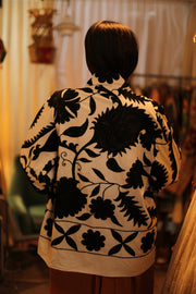 BLACK WHITE KIMONO DRISA - sustainably made MOMO NEW YORK sustainable clothing, slow fashion