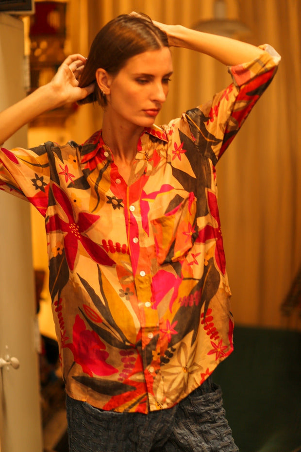 BOYFRIEND BILLIE ME BLOOMING - sustainably made MOMO NEW YORK sustainable clothing, boyfrend shirt slow fashion