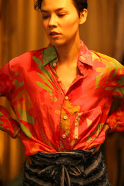 BOYFRIEND BILLIE PINK SPLASH - sustainably made MOMO NEW YORK sustainable clothing, boyfrend shirt slow fashion