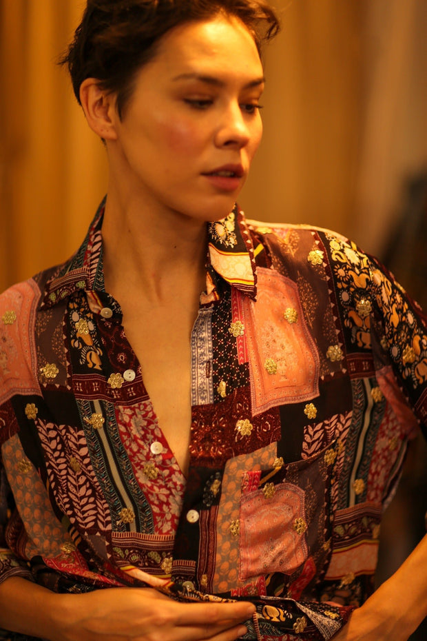 BOYFRIEND BILLIE TIM EMBROIDERED - sustainably made MOMO NEW YORK sustainable clothing, boyfrend shirt slow fashion