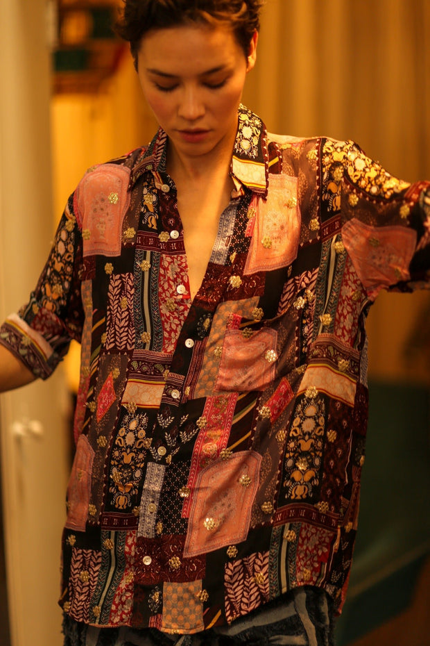 BOYFRIEND BILLIE TIM EMBROIDERED - sustainably made MOMO NEW YORK sustainable clothing, boyfrend shirt slow fashion