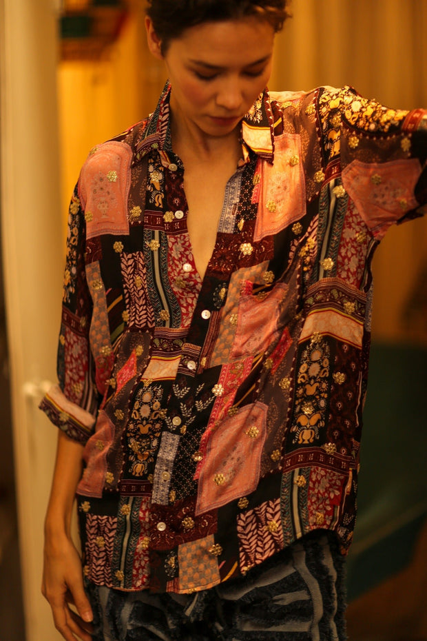 BOYFRIEND BILLIE TIM EMBROIDERED - sustainably made MOMO NEW YORK sustainable clothing, boyfrend shirt slow fashion