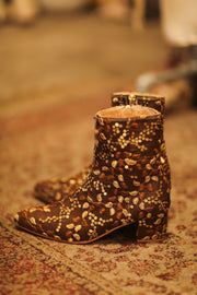 BROWN SEQUIN EMBROIDERED BOOTS - sustainably made MOMO NEW YORK sustainable clothing, boots slow fashion