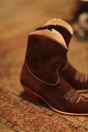 BROWN SUEDE SHORT BOOTS BRIALA - sustainably made MOMO NEW YORK sustainable clothing, boots slow fashion