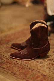 BROWN SUEDE SHORT BOOTS BRIALA - sustainably made MOMO NEW YORK sustainable clothing, boots slow fashion