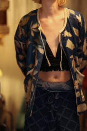 DAMON KANCHON DEEP BLUE SHORT JACKET - sustainably made MOMO NEW YORK sustainable clothing, slow fashion