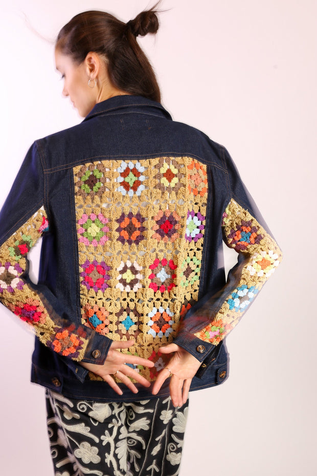 DENIM CROCHET DETAIL JACKET LORINS - sustainably made MOMO NEW YORK sustainable clothing, new slow fashion