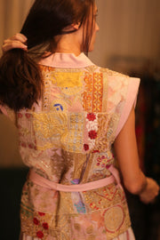 DENIM PATCHWORK VEST - sustainably made MOMO NEW YORK sustainable clothing, denim slow fashion