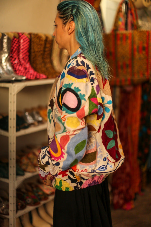EMBROIDERED BOMBER JACKET CLARA - sustainably made MOMO NEW YORK sustainable clothing, bestseller slow fashion