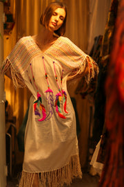 EMBROIDERED COTTON DRESS DREAM GIRL - sustainably made MOMO NEW YORK sustainable clothing, dresskaftan slow fashion