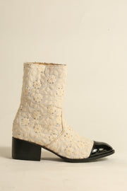 EMBROIDERED SILK PATENT BLACK CAP BOOTS COCOCHA - sustainably made MOMO NEW YORK sustainable clothing, boots slow fashion