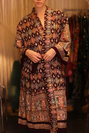 EMBROIDERED SILK RED KIMONO JORI - sustainably made MOMO NEW YORK sustainable clothing, kimono slow fashion