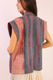 EMBROIDERED VEST AKURO - sustainably made MOMO NEW YORK sustainable clothing, kantha slow fashion