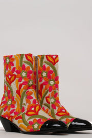 ESME FLORAL EMBROIDERED BOOTS - sustainably made MOMO NEW YORK sustainable clothing, ankle boots slow fashion