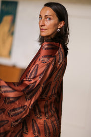 FEATHER XL SILK KIMONO BOZENA - sustainably made MOMO NEW YORK sustainable clothing, new slow fashion