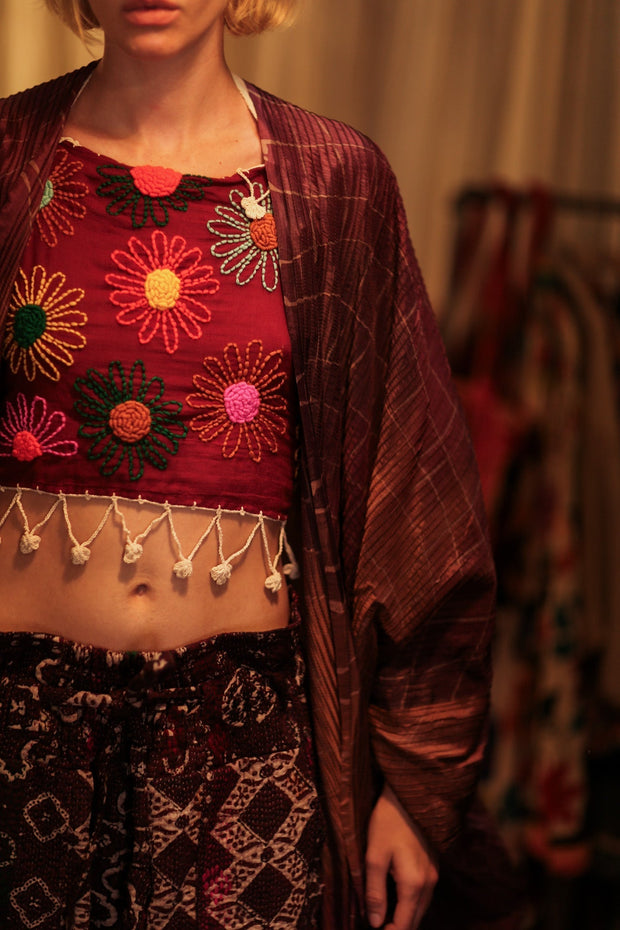 FLORA EMBROIDERED TOP - sustainably made MOMO NEW YORK sustainable clothing, Bohemian Lace Top slow fashion
