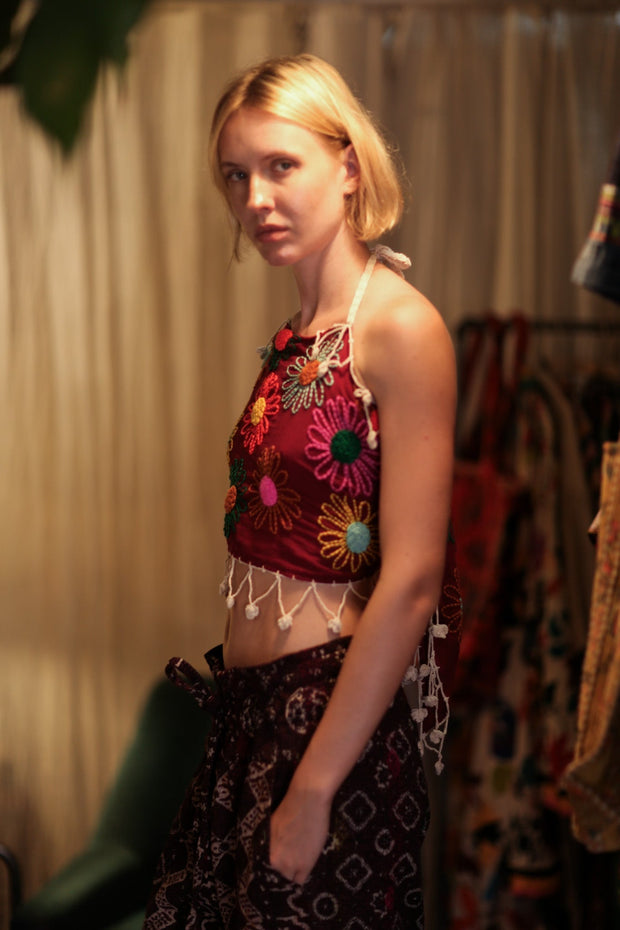 FLORA EMBROIDERED TOP - sustainably made MOMO NEW YORK sustainable clothing, Bohemian Lace Top slow fashion