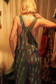 FREYA EMBROIDERED KANTHA DUNGAREES DIAMONDS - sustainably made MOMO NEW YORK sustainable clothing, embroidered slow fashion