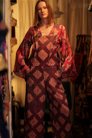 FREYA OVERALLS EMBROIDERED KANTHA GEOMETRIC - sustainably made MOMO NEW YORK sustainable clothing, embroidered slow fashion