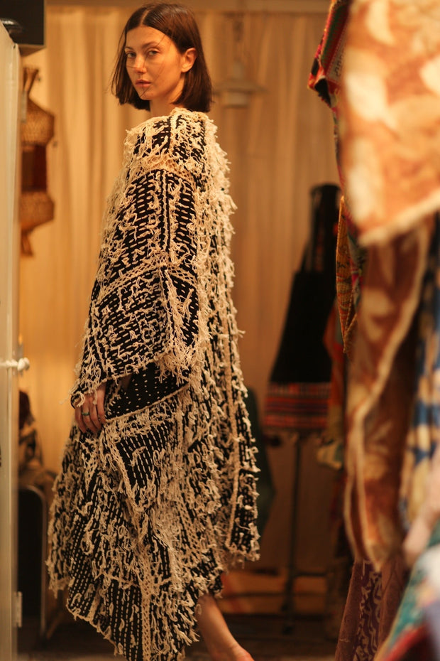 FRINGE KIMONO MATRIXA - sustainably made MOMO NEW YORK sustainable clothing, kimono slow fashion