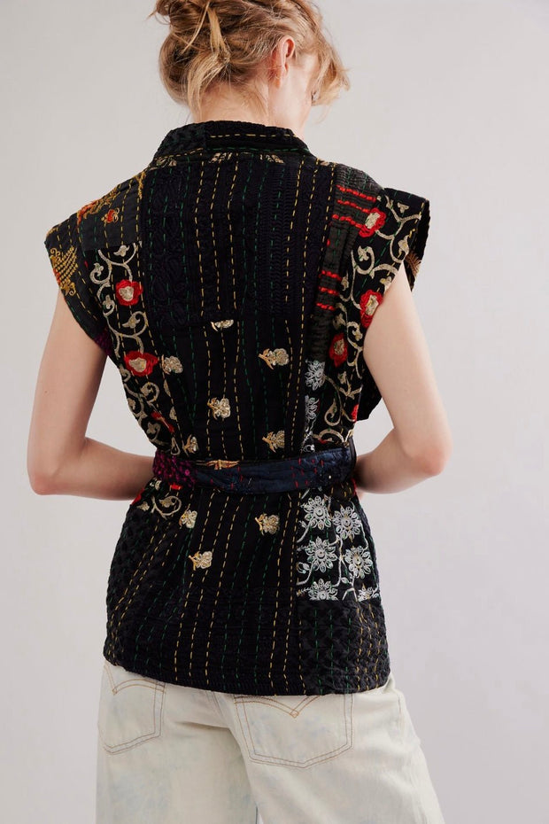 GLORIA PATCHWORK VEST - sustainably made MOMO NEW YORK sustainable clothing, slow fashion