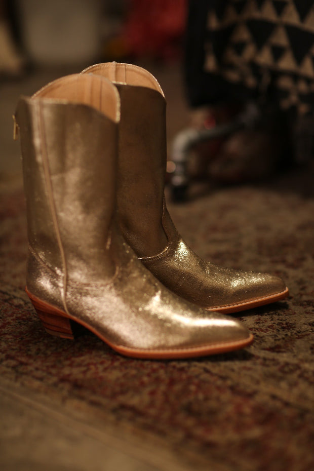 GOLDEN WESTERN BOOTS SINATRA - sustainably made MOMO NEW YORK sustainable clothing, boots slow fashion