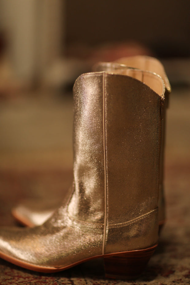 GOLDEN WESTERN BOOTS SINATRA - sustainably made MOMO NEW YORK sustainable clothing, boots slow fashion