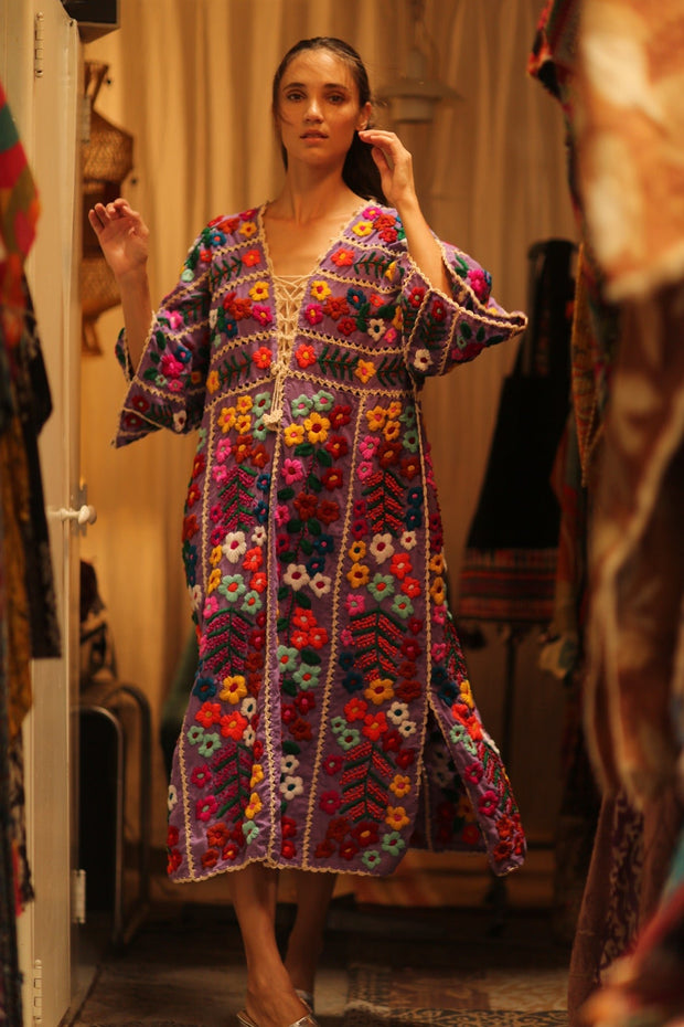 HEAVY EMBROIDERED KAFTAN ANTHARA - sustainably made MOMO NEW YORK sustainable clothing, dresskaftan slow fashion