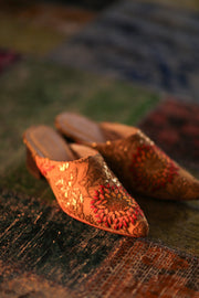 HEELED MULES SILK EMBROIDERED QUINA - sustainably made MOMO NEW YORK sustainable clothing, slow fashion