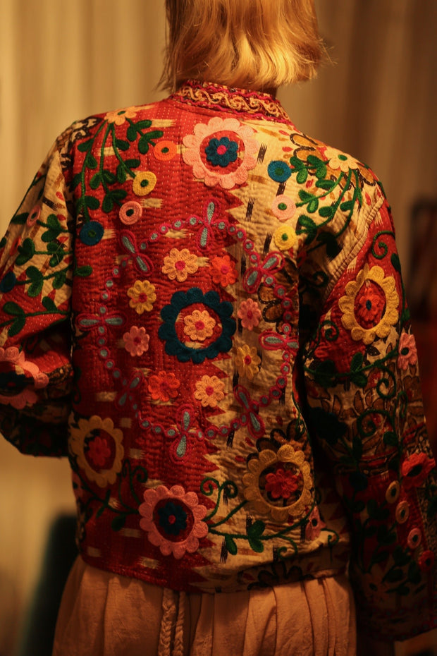 JACKET INGRID FLOWERS EMBROIDERED - sustainably made MOMO NEW YORK sustainable clothing, coatandjacket slow fashion