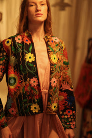 JACKET INGRID LIGHT AND DARK BROWN EMBROIDERED - sustainably made MOMO NEW YORK sustainable clothing, coatandjacket slow fashion