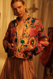 JACKET INGRID SUNFLOWER EMBROIDERED - sustainably made MOMO NEW YORK sustainable clothing, coatandjacket slow fashion