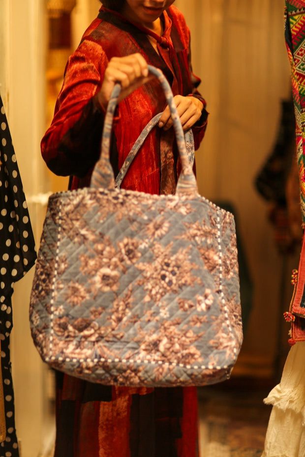 KALI VELVET BAG ROMANTIC GREY L - sustainably made MOMO NEW YORK sustainable clothing, bag slow fashion