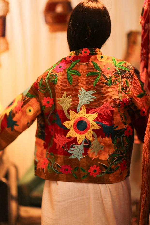KANTHA EMBROIDERED JACKET INGRID MANU - sustainably made MOMO NEW YORK sustainable clothing, bestseller slow fashion
