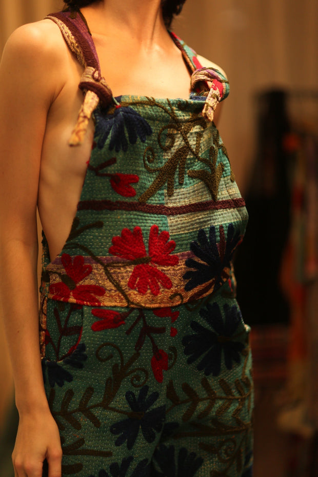 KANTHA EMBROIDERED JUMPSUIT ALEX - sustainably made MOMO NEW YORK sustainable clothing, jumpsuit slow fashion
