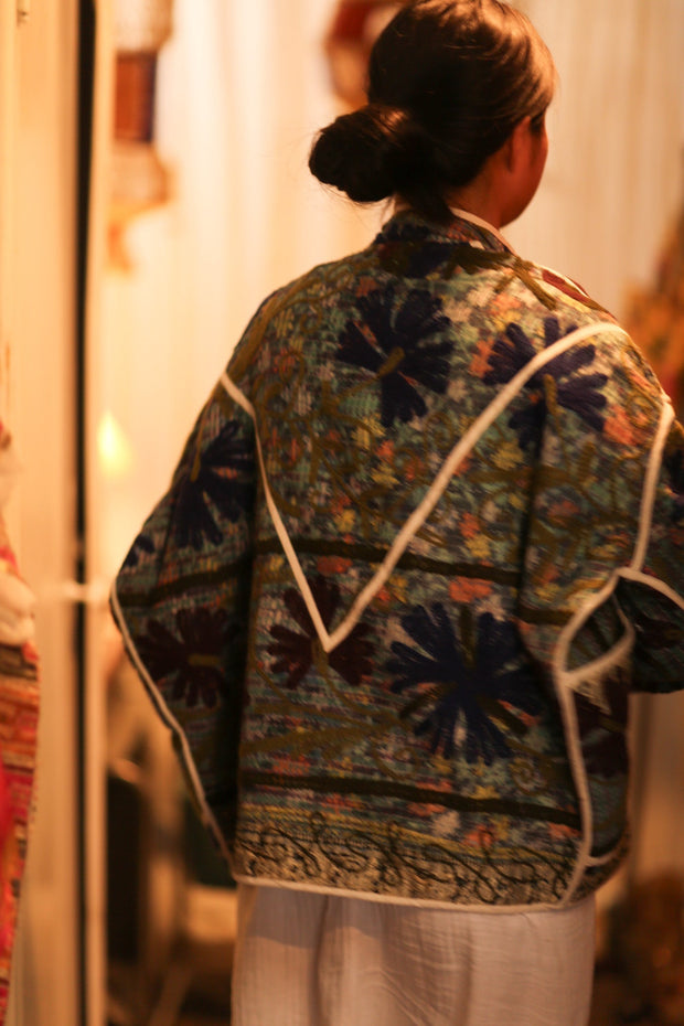 KANTHA JACKET MARINA - sustainably made MOMO NEW YORK sustainable clothing, Coat slow fashion