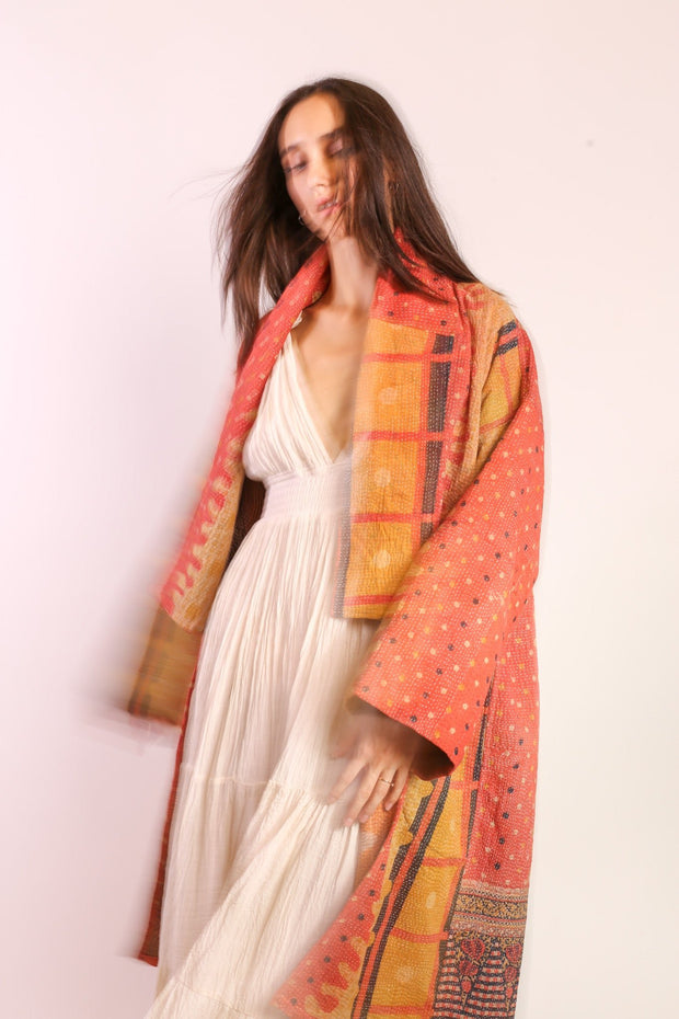 KANTHA KIMONO COAT JACKET BELI - sustainably made MOMO NEW YORK sustainable clothing, slow fashion