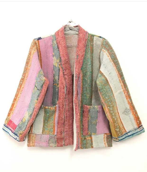 KANTHA KIMONO JACKET LAURIE - sustainably made MOMO NEW YORK sustainable clothing, Jacket slow fashion