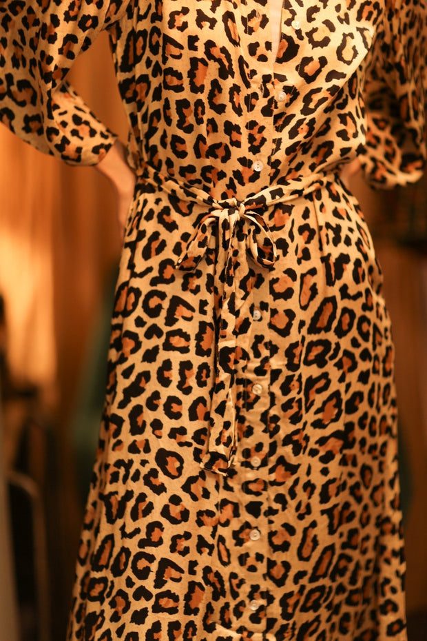 LEO PRINT BUTTON DRESS RUTH SERVGE - sustainably made MOMO NEW YORK sustainable clothing, dress slow fashion