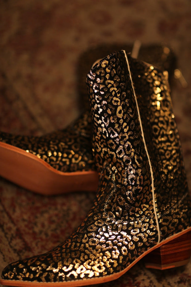 LEO PRINT WESTERN BOOTS SORANA - sustainably made MOMO NEW YORK sustainable clothing, boots slow fashion