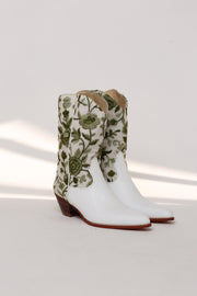 OLA FLOWER EMBROIDERED COWBOY BOOTS - sustainably made MOMO NEW YORK sustainable clothing, ankle boots slow fashion