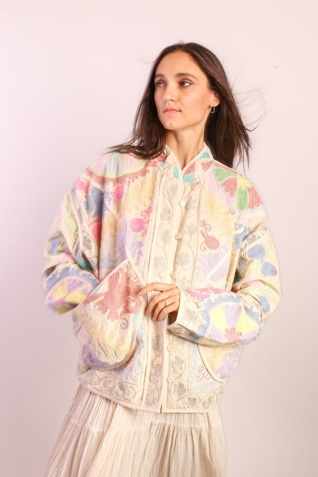 PASTEL COLOR KANTHA JACKET TILO - sustainably made MOMO NEW YORK sustainable clothing, slow fashion