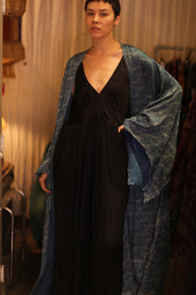 PINA SILK WING KIMONO OCEAN - sustainably made MOMO NEW YORK sustainable clothing, handmade slow fashion