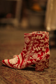 RED EMBROIDERED BOOTS ELLA - sustainably made MOMO NEW YORK sustainable clothing, boots slow fashion
