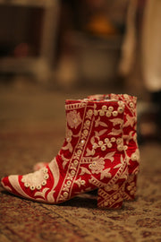 RED EMBROIDERED BOOTS ELLA - sustainably made MOMO NEW YORK sustainable clothing, boots slow fashion