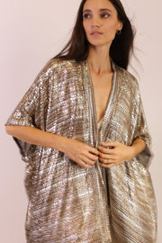 SEQUIN EMBROIDERED KIMONO MIDI - sustainably made MOMO NEW YORK sustainable clothing, new slow fashion