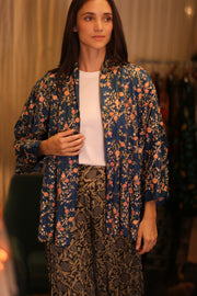 SHORT EMBROIDERED SILK KIMONO ANNA - sustainably made MOMO NEW YORK sustainable clothing, kimono slow fashion