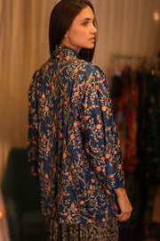 SHORT EMBROIDERED SILK KIMONO ANNA - sustainably made MOMO NEW YORK sustainable clothing, kimono slow fashion